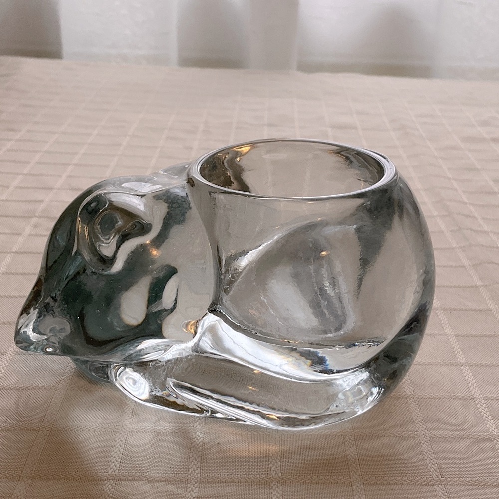 Vintage Sleeping Cat Candle Holder
